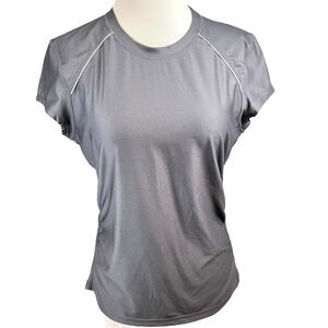Athleta Women's Gray Short Sleeve Ruched Gym Yoga Running Workout Tee‎ Medium
